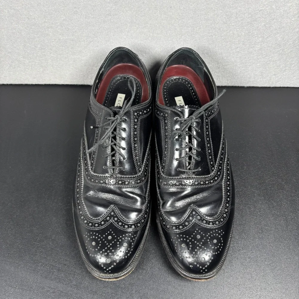 Florsheim Lexington Men's Wingtip Oxfords Black Leather Brogue Dress Shoes 8.5 D